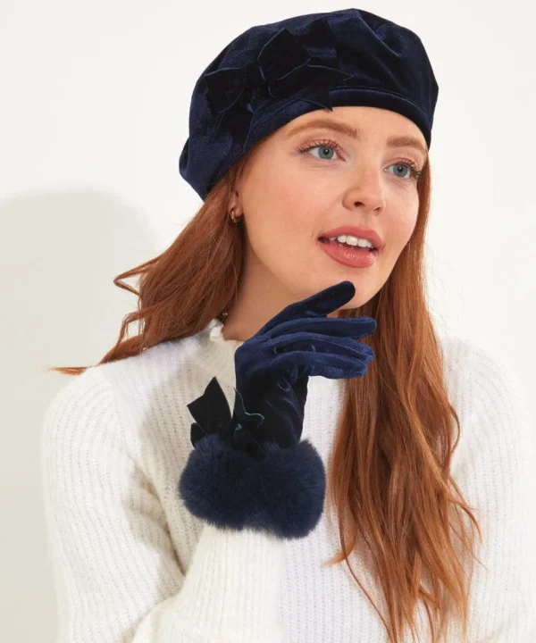 Gifts | Accessories & Jewellery | Sale Accessories & Jewellery | Women's | Women's | Women's Joe Browns After Dark Bow Trim Beret Midnight Blue