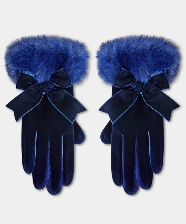 Gifts | Accessories & Jewellery | Sale Accessories & Jewellery | Women's | Women's | Women's Joe Browns After Dark Faux Fur Trim Gloves Midnight Blue