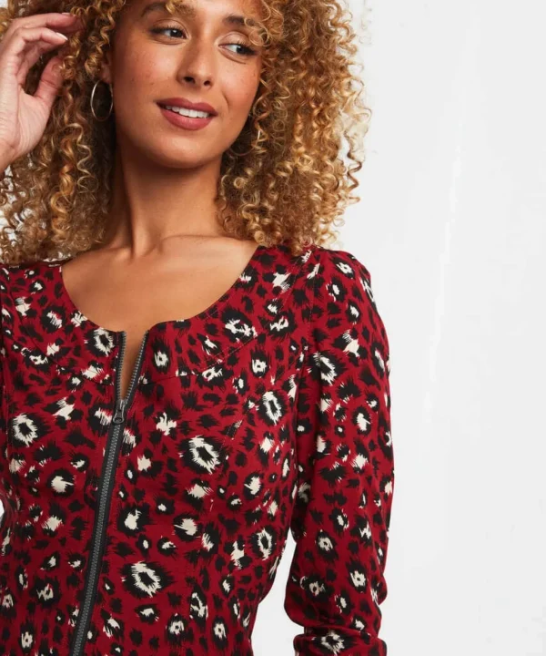 Sale Tops, Tunics & Blouses | Women's Joe Browns Amazing Animal Zip Top Red