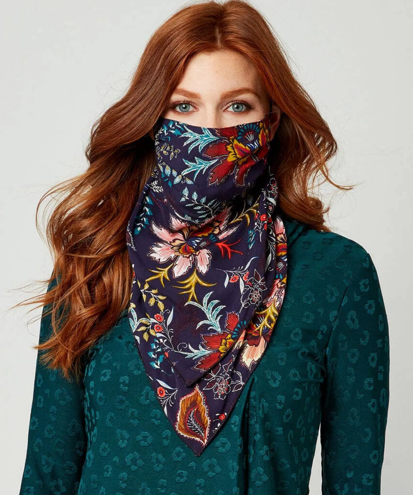 bandana_face_mask_1.webp Sale Accessories & Jewellery | Women's Joe Browns Bandana Face Mask Navy Multi / Teal Multi
