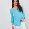 Sale Tops, Tunics & Blouses | Women's Joe Browns Bardot Broderie Top Aqua / Orange