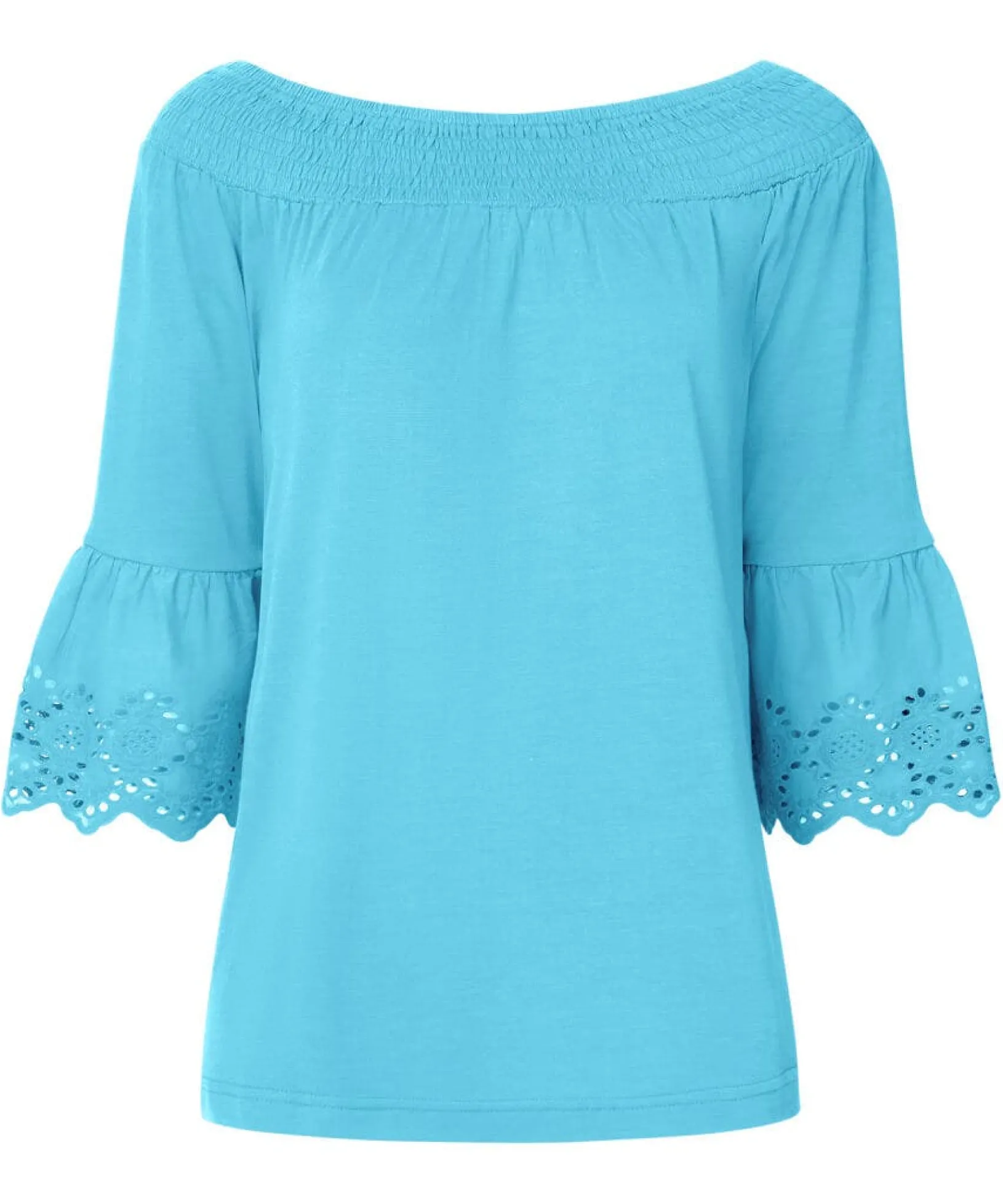 bardot_broderie_top_1.webp Sale Tops, Tunics & Blouses | Women's Joe Browns Bardot Broderie Top Aqua / Orange