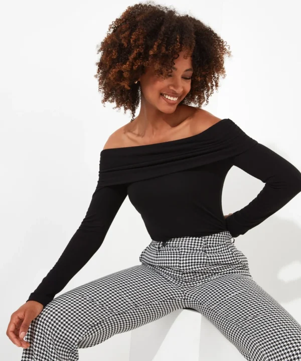 Shop Women's Collection | Tops, Tunics & Blouses | Top Picks | Women's Joe Browns Bardot Jersey Top Black / Orange