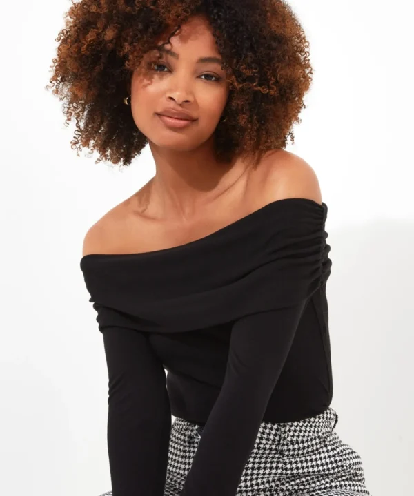 Shop Women's Collection | Tops, Tunics & Blouses | Top Picks | Women's Joe Browns Bardot Jersey Top Black / Orange