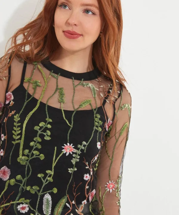 Tops, Tunics & Blouses | Sale Tops, Tunics & Blouses | Women's | Women's Joe Browns Beautiful Embroidered Top with Cami Black