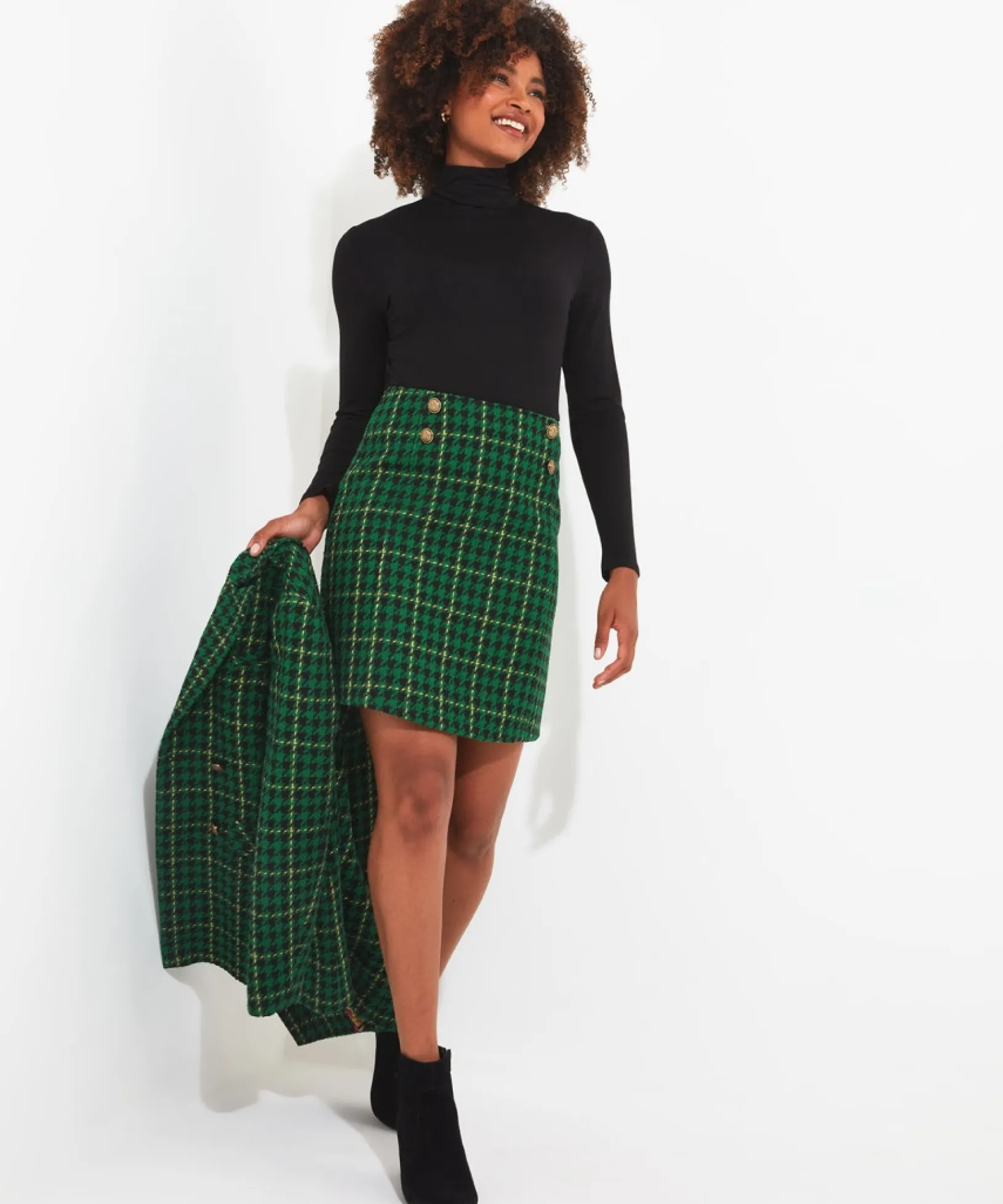 beautifully_bold_check_sk_2.webp Shop Women's Collection | Skirts | Sale Skirts | Top Picks | Women's | Women's Joe Browns Beautifully Bold Check Skirt Green