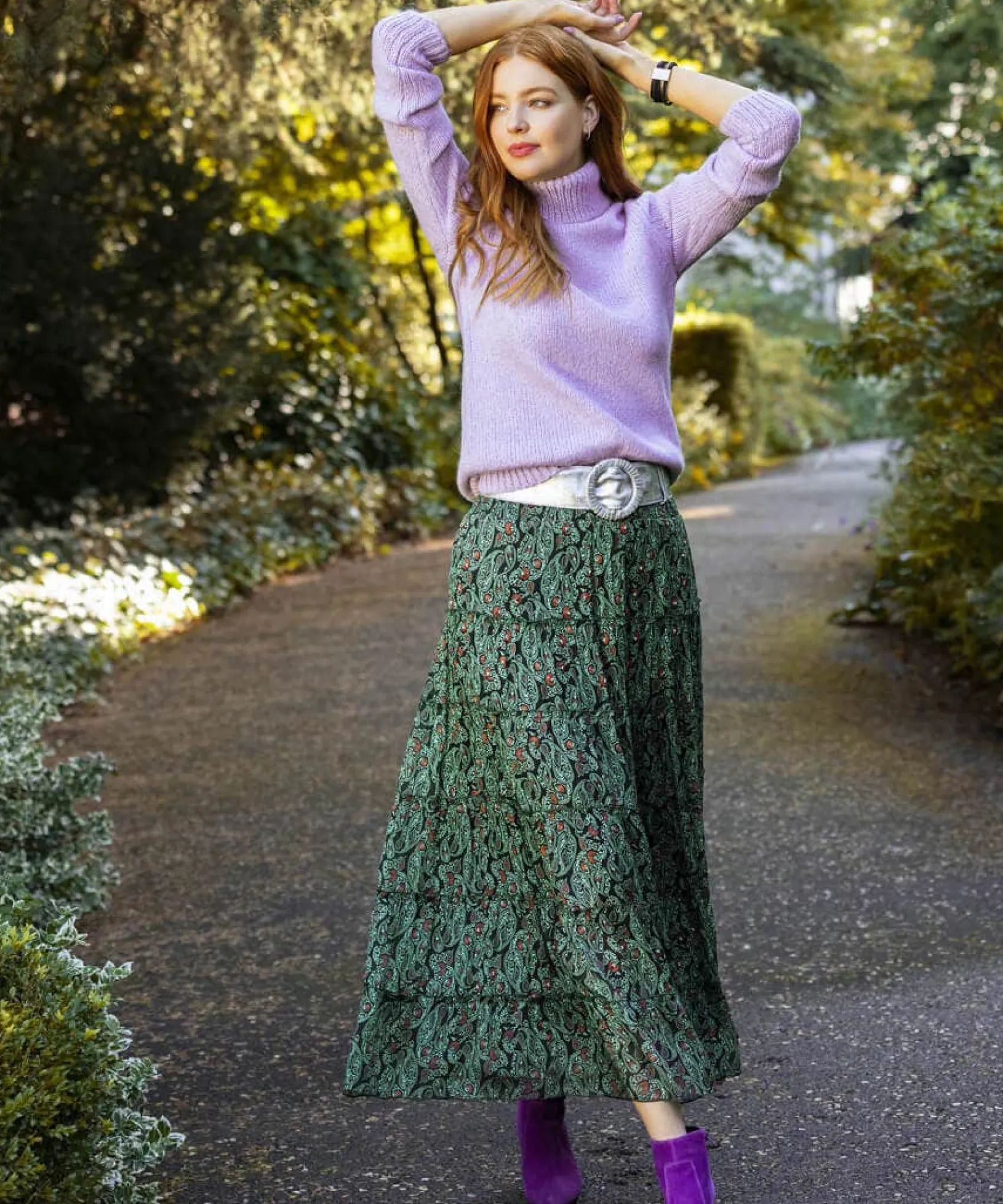 boho_days_beaded_skirt_2.webp Shop Women's Collection | Occasion Outfits | Skirts | Sale Skirts | Top Picks | Top Picks | Women's | Women's Joe Browns Boho Days Beaded Skirt Green