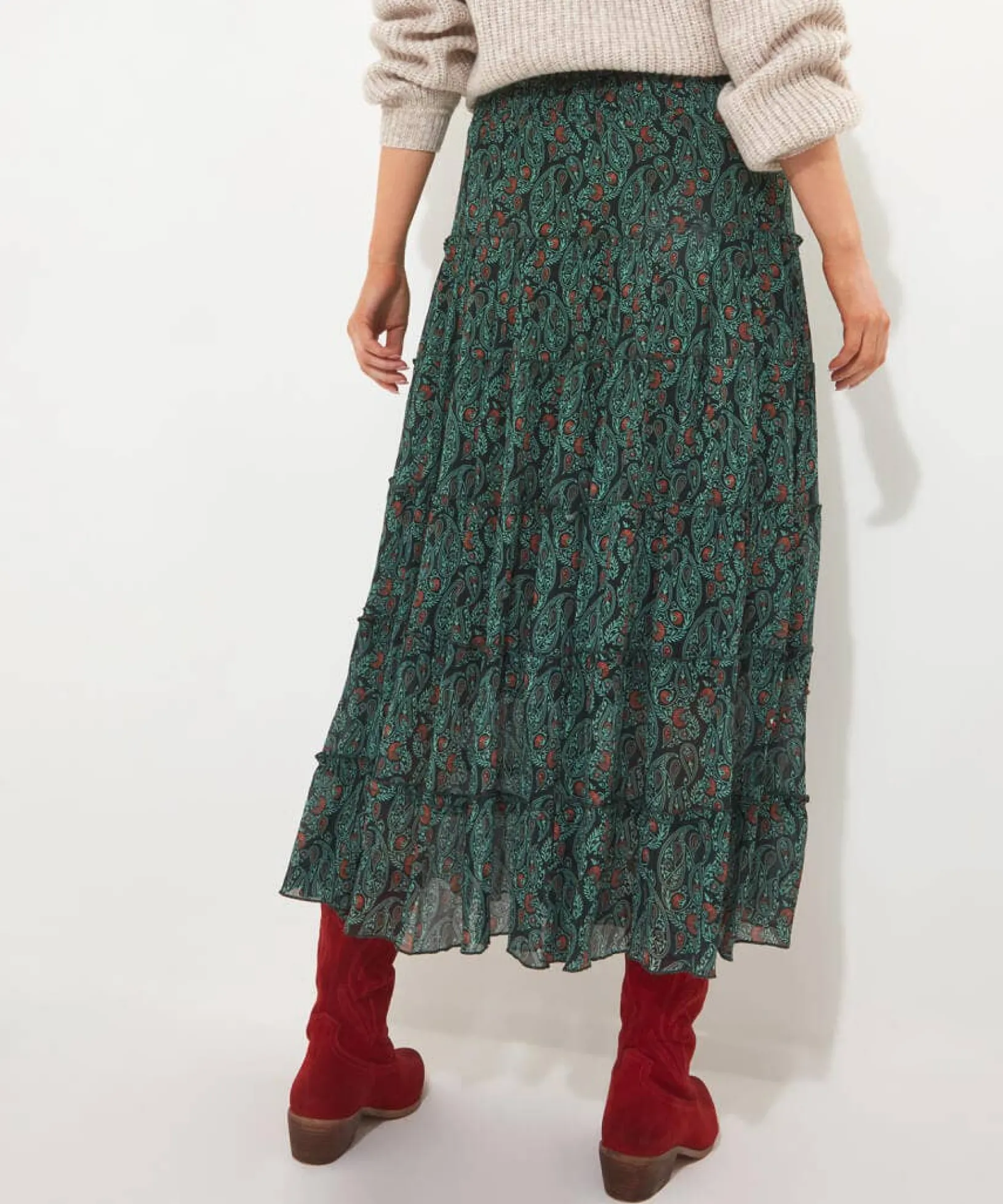 boho_days_beaded_skirt_4.webp Shop Women's Collection | Occasion Outfits | Skirts | Sale Skirts | Top Picks | Top Picks | Women's | Women's Joe Browns Boho Days Beaded Skirt Green