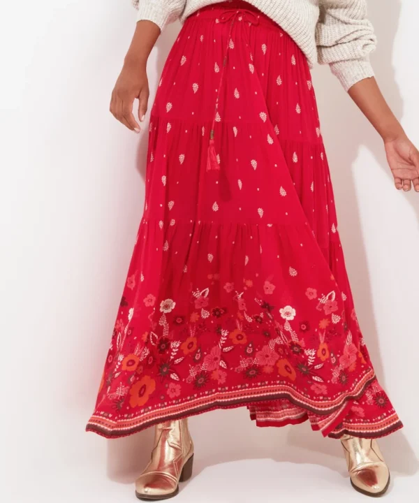 Skirts | Sale Skirts | Women's | Women's Joe Browns Border Print Skirt Red