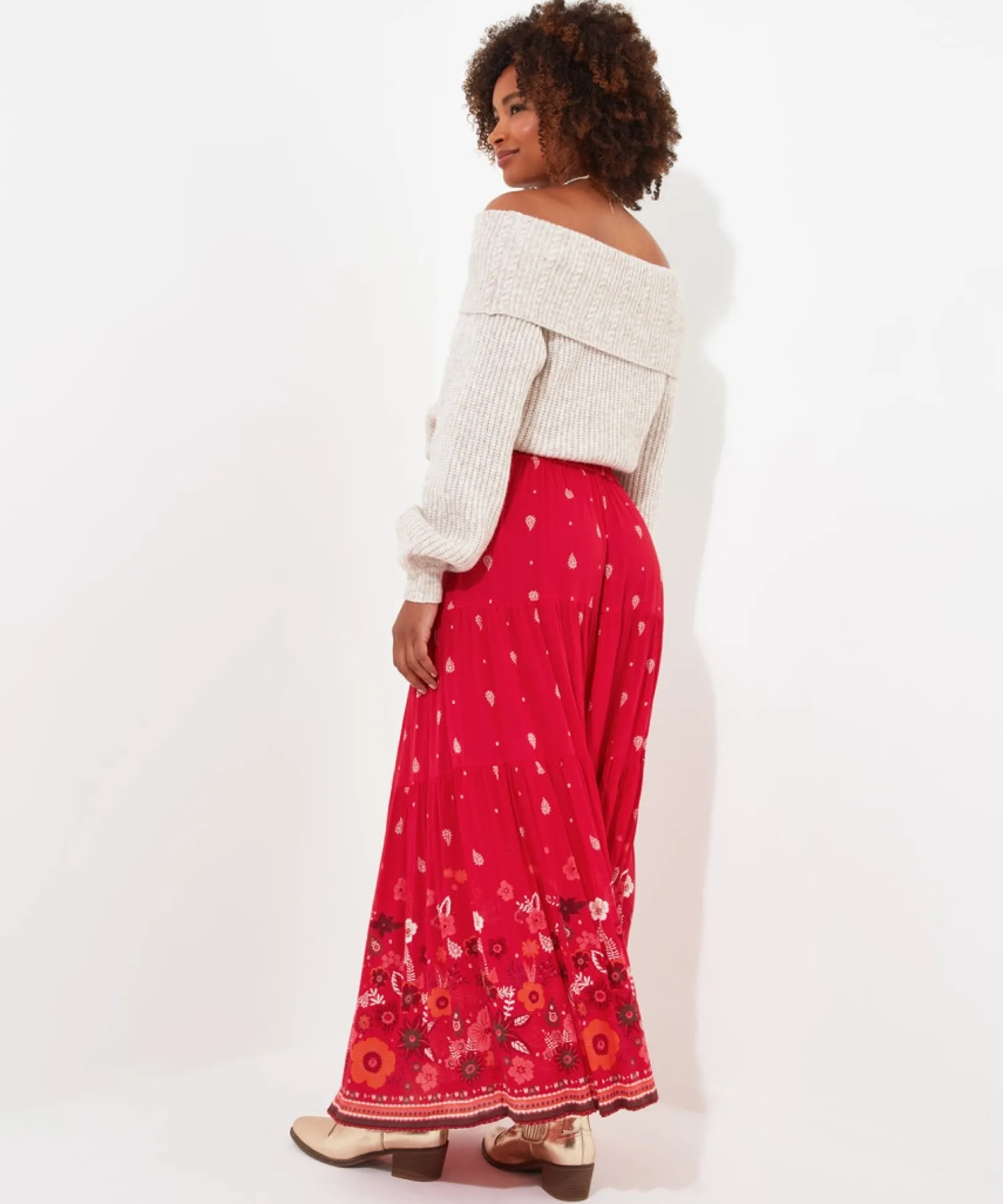border_print_skirt_4.webp Skirts | Sale Skirts | Women's | Women's Joe Browns Border Print Skirt Red