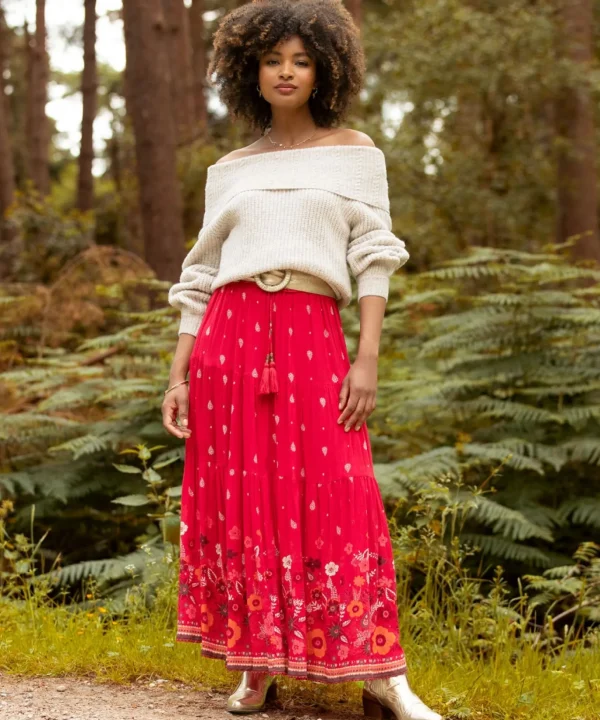 Skirts | Sale Skirts | Women's | Women's Joe Browns Border Print Skirt Red