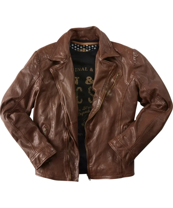 Shop Men's Collection | Leather Jackets | Top Picks | Men，s Joe Browns Burner Leather Jacket Tan