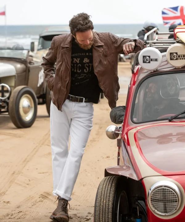 Shop Men's Collection | Leather Jackets | Top Picks | Men,s Joe Browns Burner Leather Jacket Tan