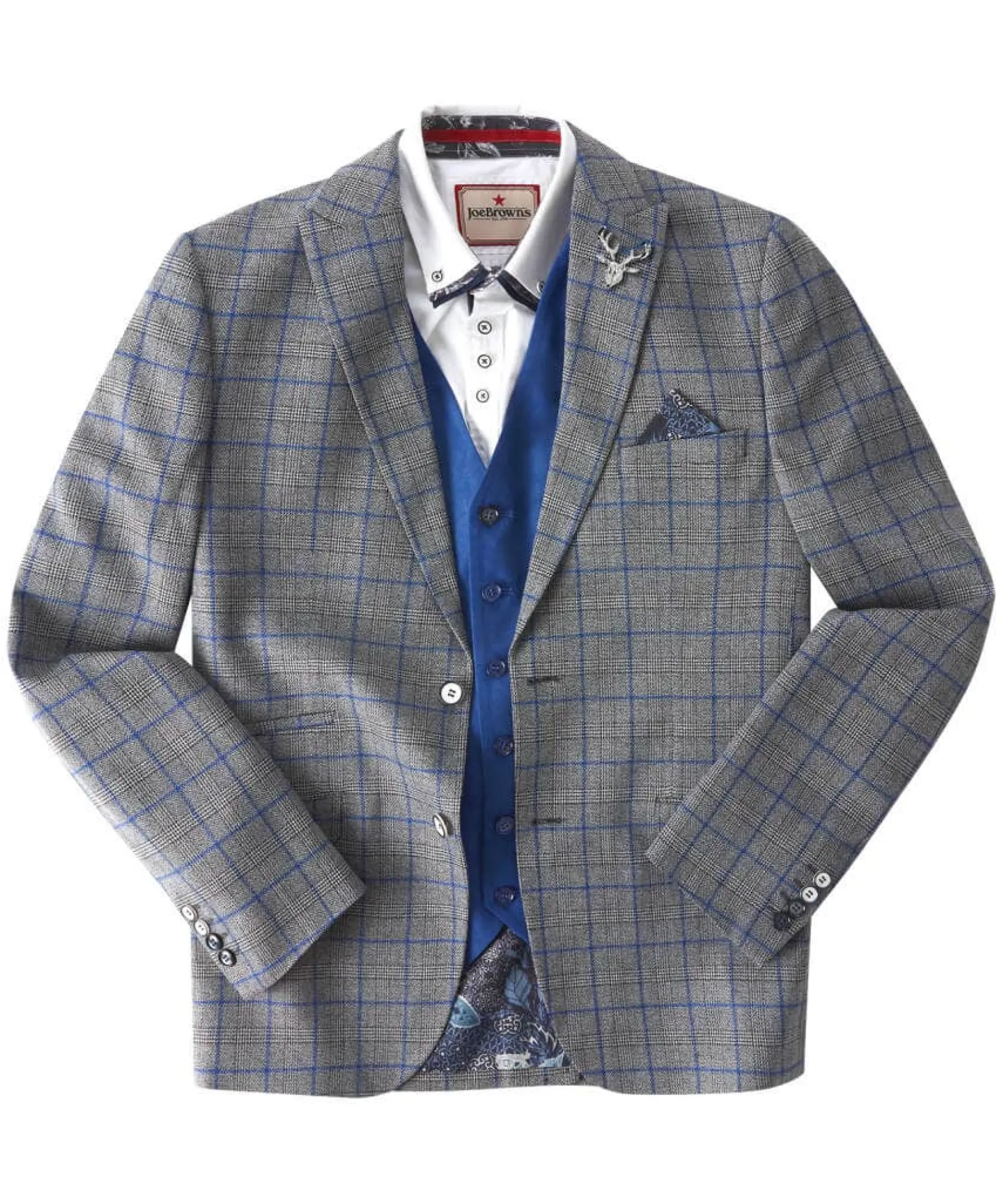 charming_check_blazer_1.webp Sale Blazers | Sale Coats & Jacket | Men,s | Men,s Joe Browns Charming Check Blazer Grey