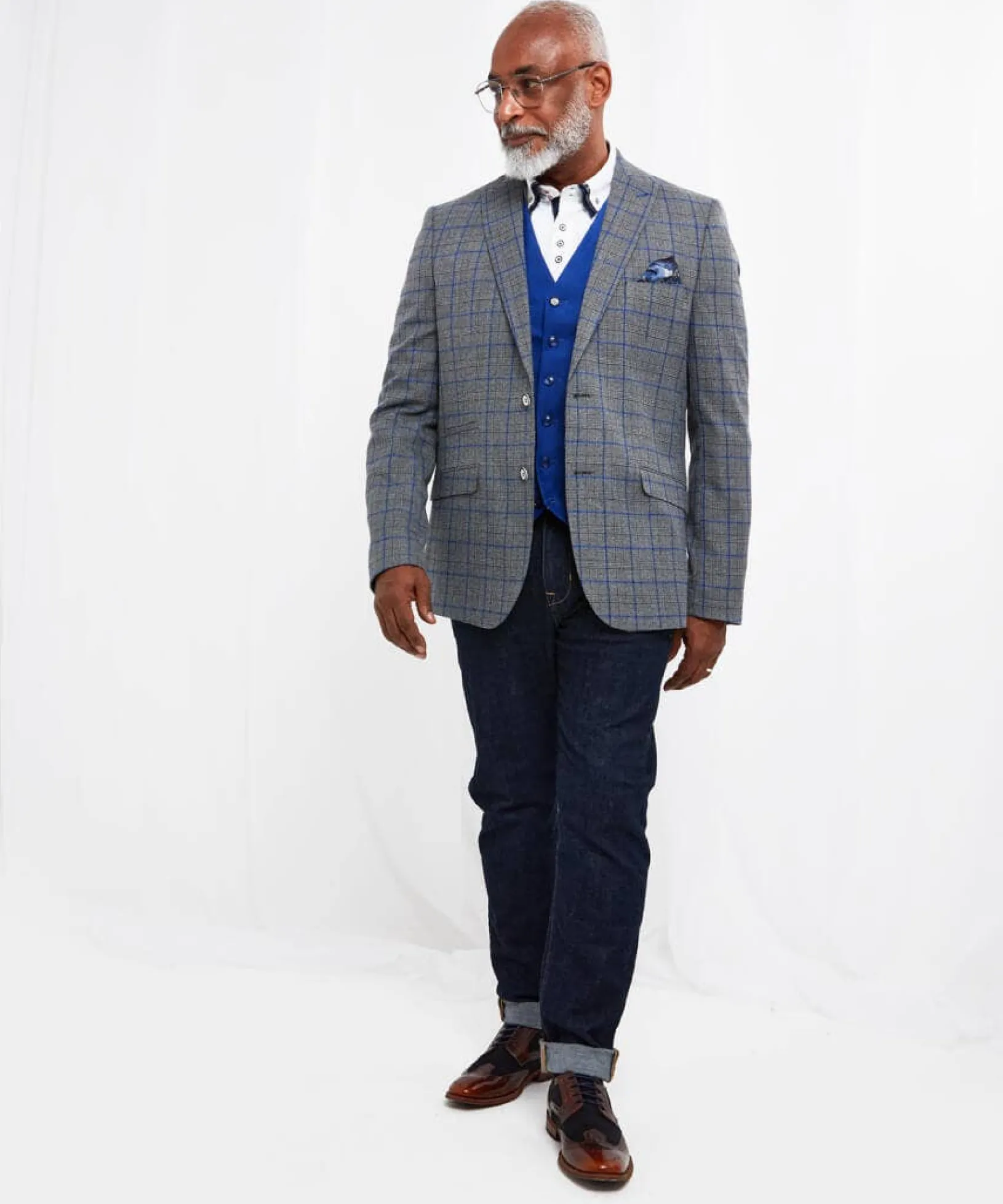 charming_check_blazer_2.webp Sale Blazers | Sale Coats & Jacket | Men,s | Men,s Joe Browns Charming Check Blazer Grey