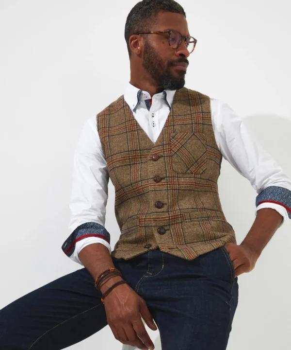 Waistcoats | Coats & Jackets | Sale Waistcoats | Men，s | Men，s | Men，s Joe Browns Charming Check Waistcoat Brown/Red / Green