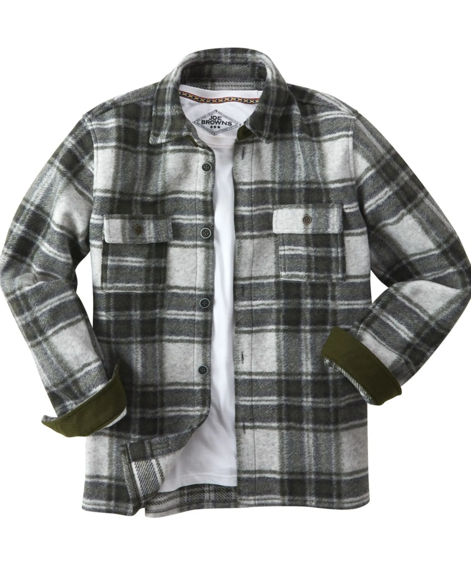 checked_out_shacket_1.webp Shop Men's Collection | Layering Essentials | Shirts | Sale Shirts | Top Picks | Men,s | Men,s | Men,s Joe Browns Checked Out Shacket Green