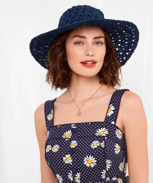 Sale Accessories & Jewellery | Women's Joe Browns Chic Crochet Style Summer Hat Dark Blue