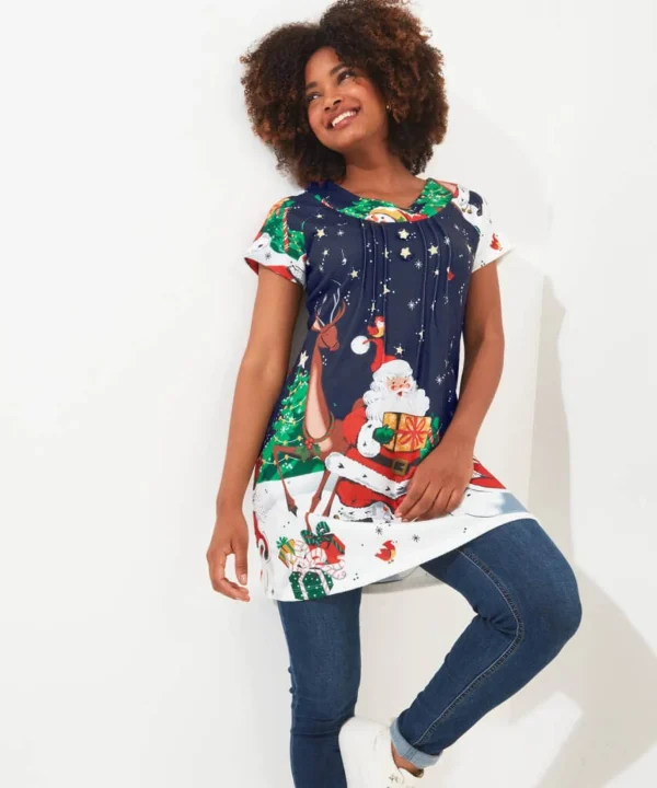 Shop Women's Collection | Tops, Tunics & Blouses | Dresses | Half Price Christmas Styles | Sale Tops, Tunics & Blouses | Top Picks | Women's | Women's | Women's | Women's Joe Browns Christmas Fun Tunic Black
