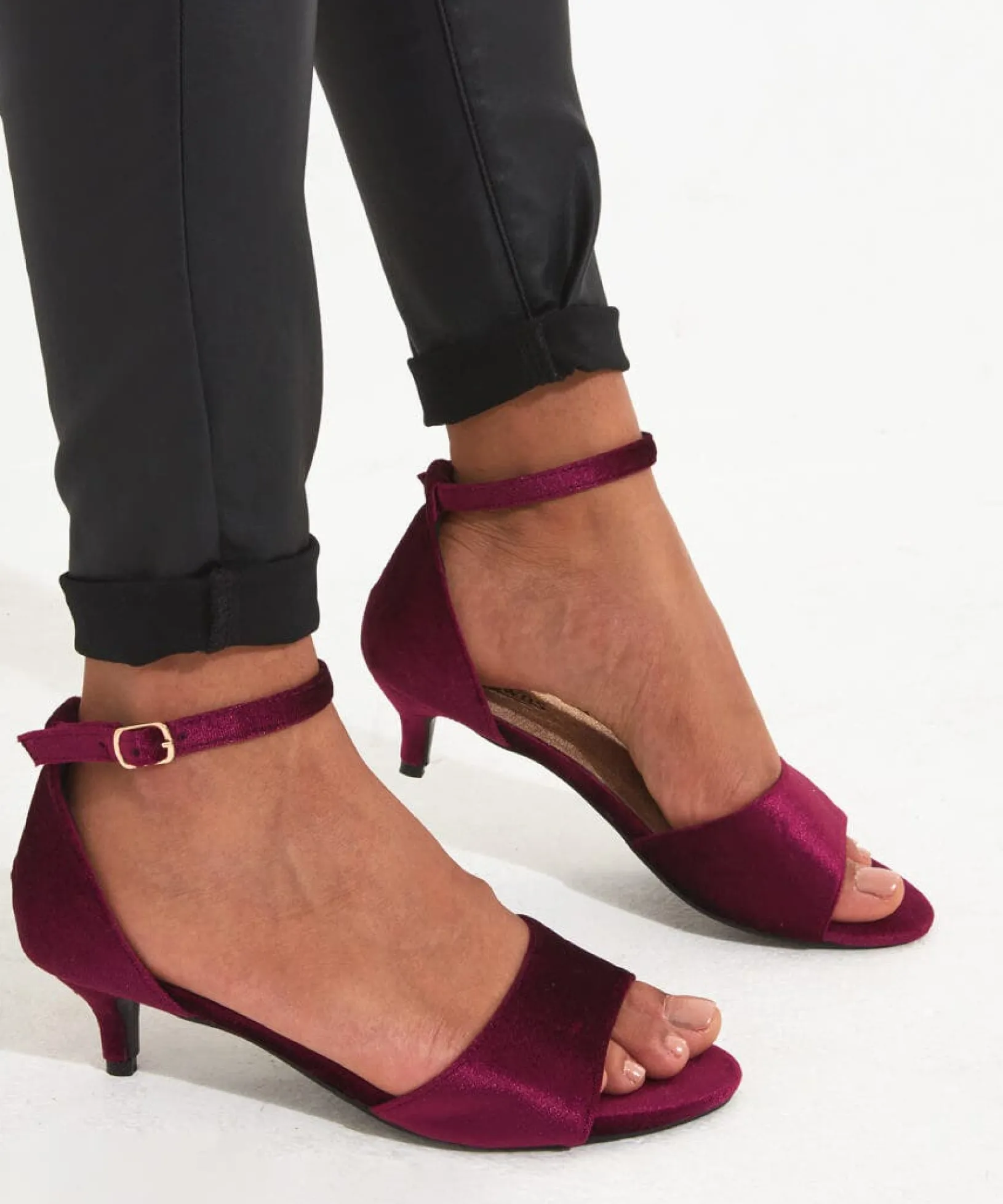 clara_dainty_velvet_heels_1.webp Party Footwear | Boots & Shoes | Sale Boots & Shoes | Top Picks | Women's | Women's Joe Browns Clara Dainty Velvet Heels Dark Red