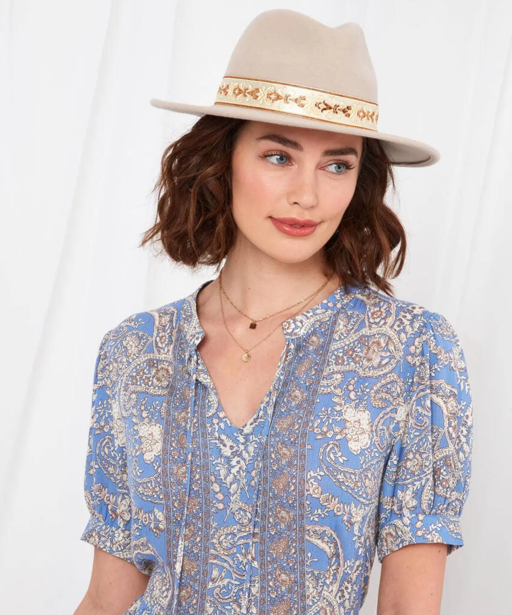 cool_coasts_wool_fedora_1.webp Sale Accessories & Jewellery | Women's Joe Browns Cool Coasts Wool Fedora Stone Multi