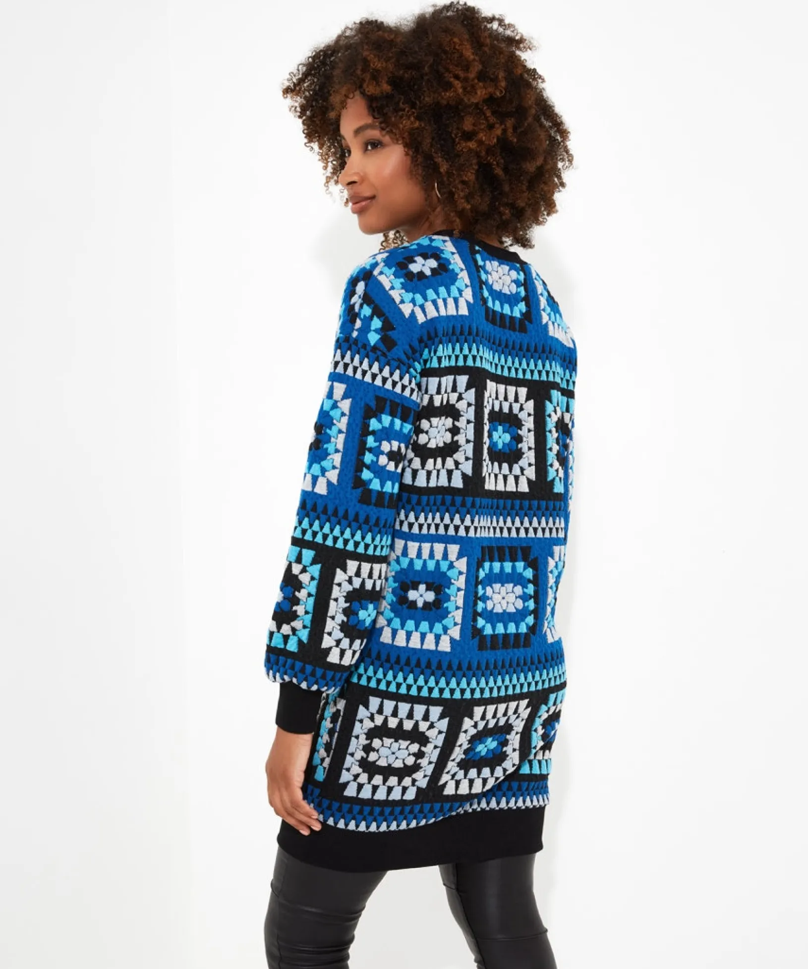 crochet_effect_sweat_tuni_3.webp Tops, Tunics & Blouses | Sale Tops, Tunics & Blouses | Women's | Women's Joe Browns Crochet Effect Sweat Tunic Dress Blue