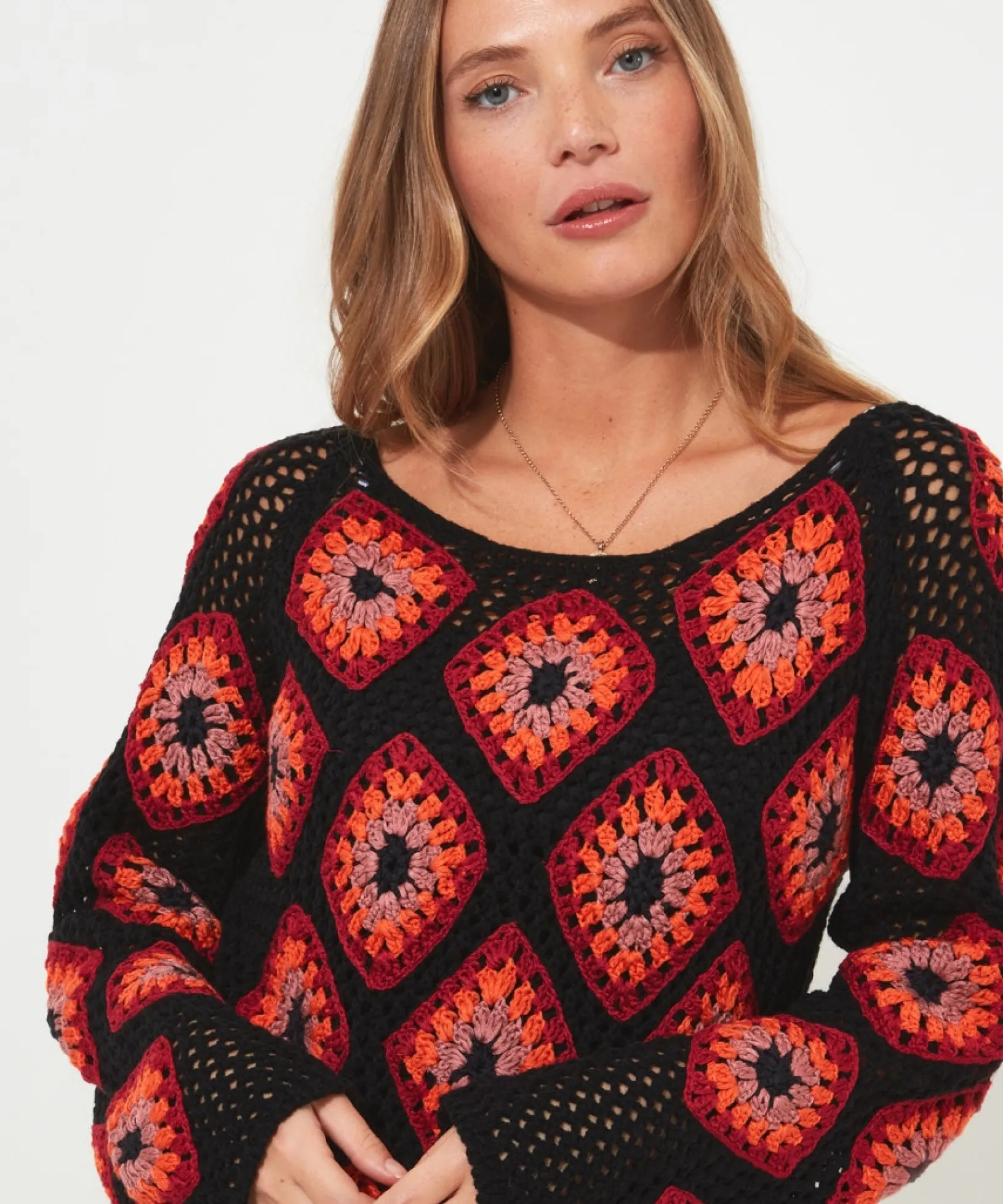 crochet_jumper_4.webp Shop Women's Collection | Cardigans & Coatigans | Sale Knitwear & Jumpers | Top Picks | Top Picks | Women's Joe Browns Crochet Jumper Orange