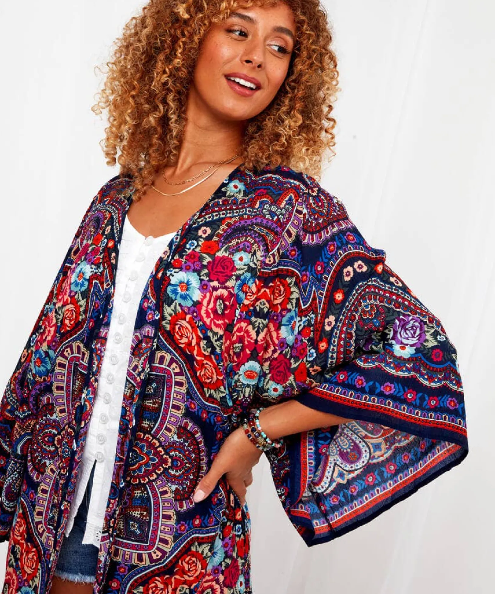 curious_carnival_kimono_5.webp Tops, Tunics & Blouses | Sale Tops, Tunics & Blouses | Women's | Women's Joe Browns Curious Carnival Kimono Multi / Orange