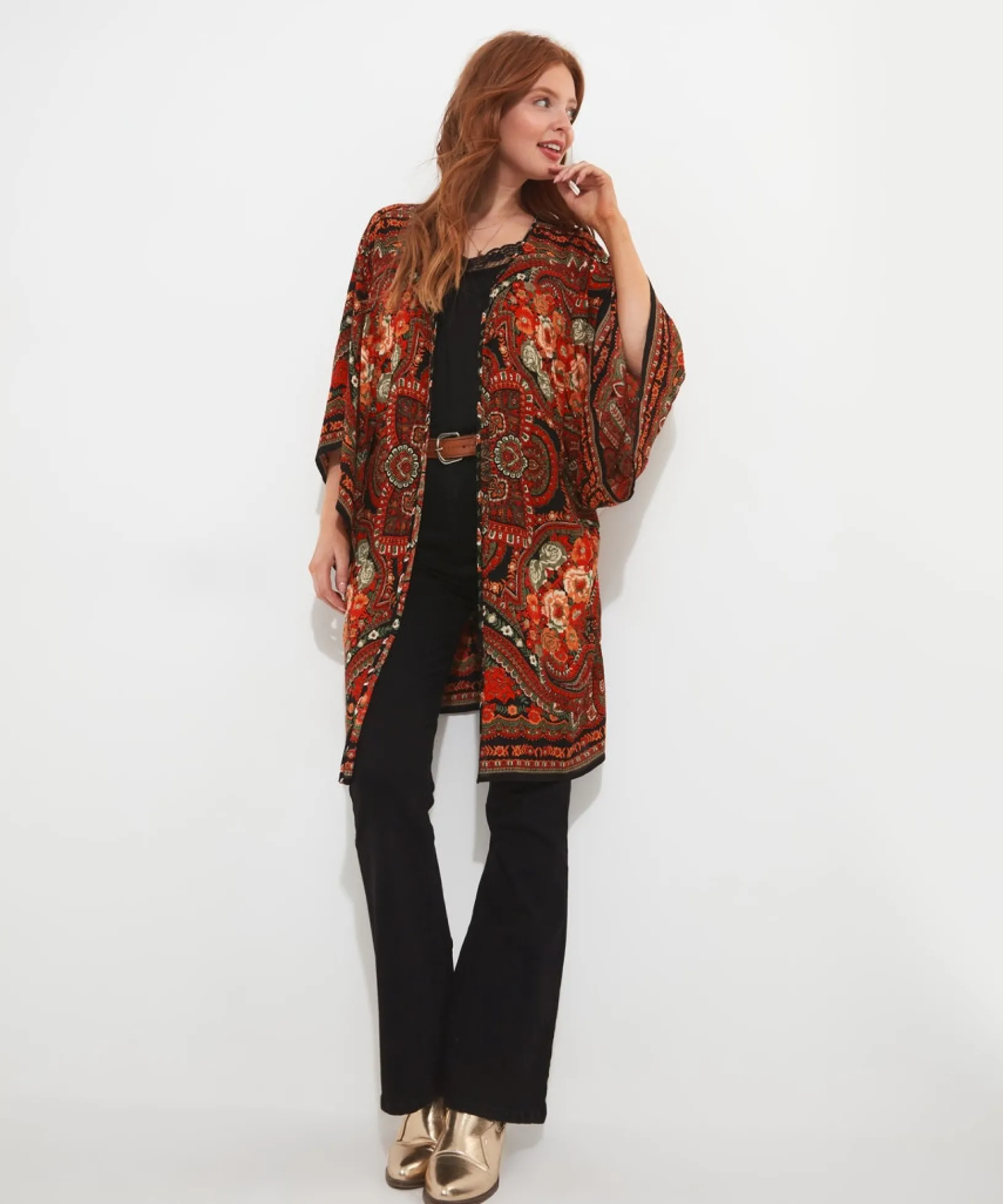 curious_carnival_kimono_6.webp Tops, Tunics & Blouses | Sale Tops, Tunics & Blouses | Women's | Women's Joe Browns Curious Carnival Kimono Multi / Orange