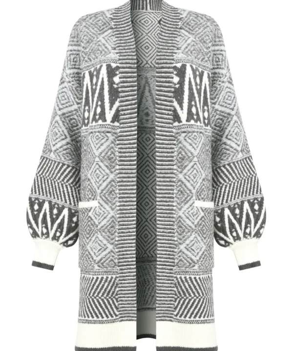 Cardigans & Coatigans | Sale Knitwear & Jumpers | Top Picks | Women's Joe Browns Dazzling Geo Balloon Sleeve Cardigan Grey