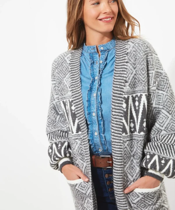 Cardigans & Coatigans | Sale Knitwear & Jumpers | Top Picks | Women's Joe Browns Dazzling Geo Balloon Sleeve Cardigan Grey