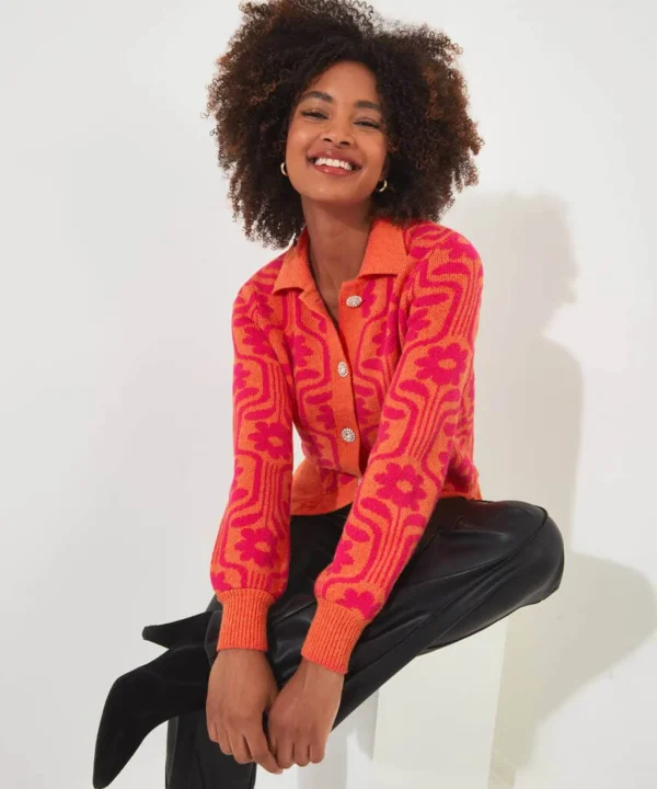 Shop Women's Collection | Cardigans & Coatigans | Top Picks | Top Picks Joe Browns Dreamy Daisy Cardigan Orange