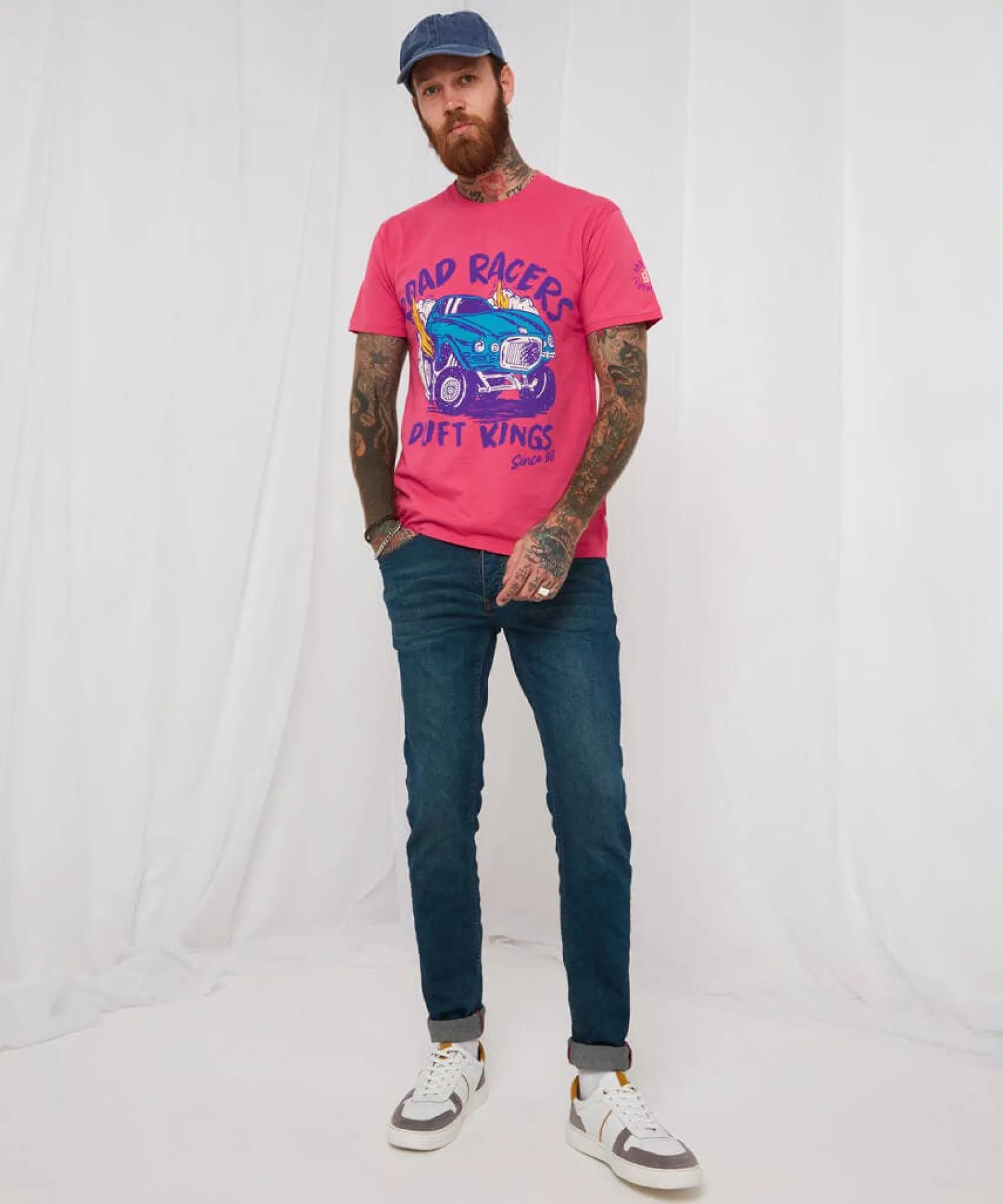 drift_kings_tee_2.webp Sale Tops & T-Shirts | Men,s Joe Browns Drift Kings Tee Pink