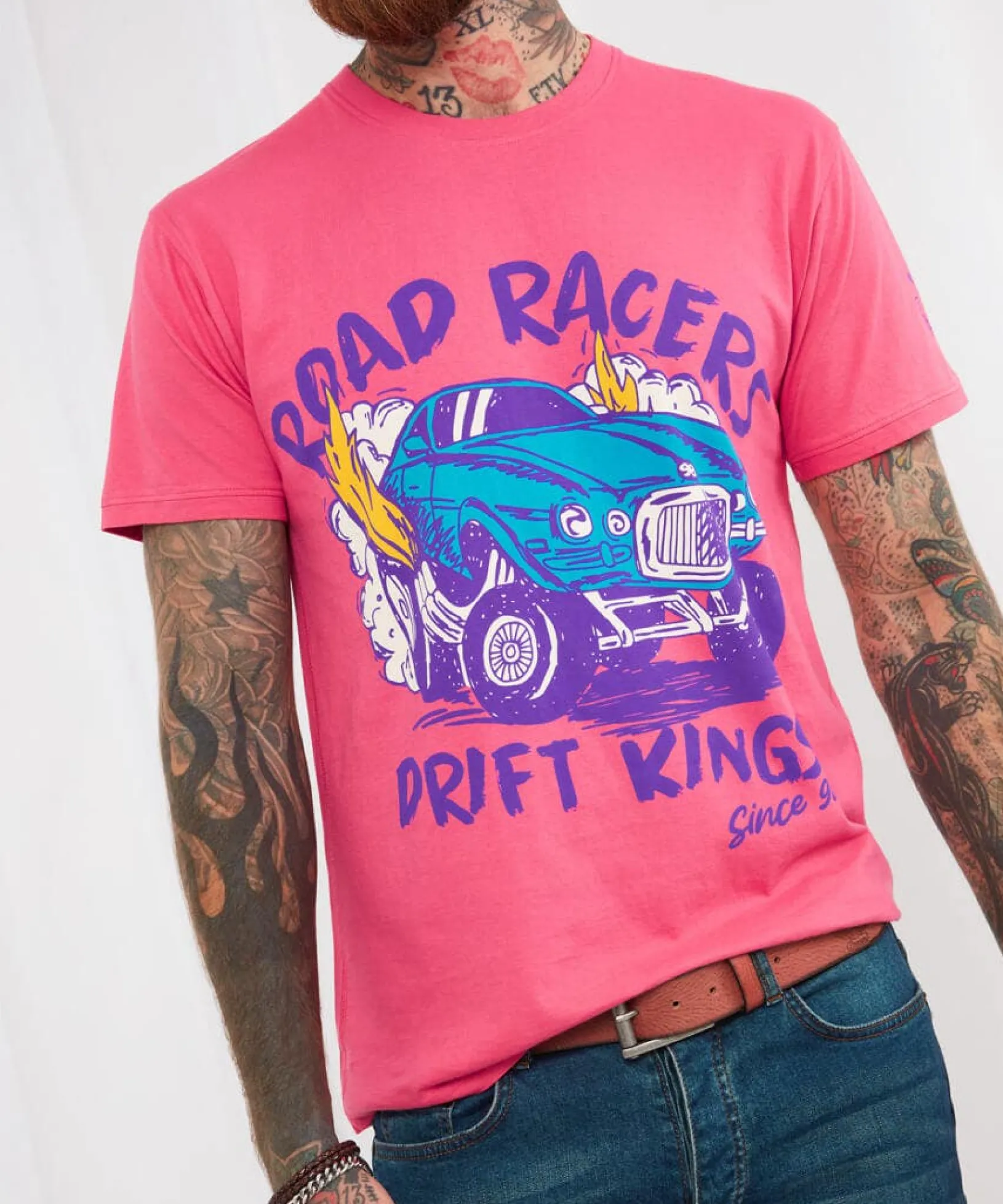 drift_kings_tee_4.webp Sale Tops & T-Shirts | Men,s Joe Browns Drift Kings Tee Pink
