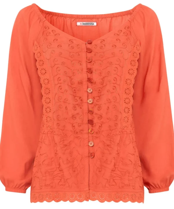 Sale Tops, Tunics & Blouses | Women's Joe Browns Embroidered Elegance Top Orange / White