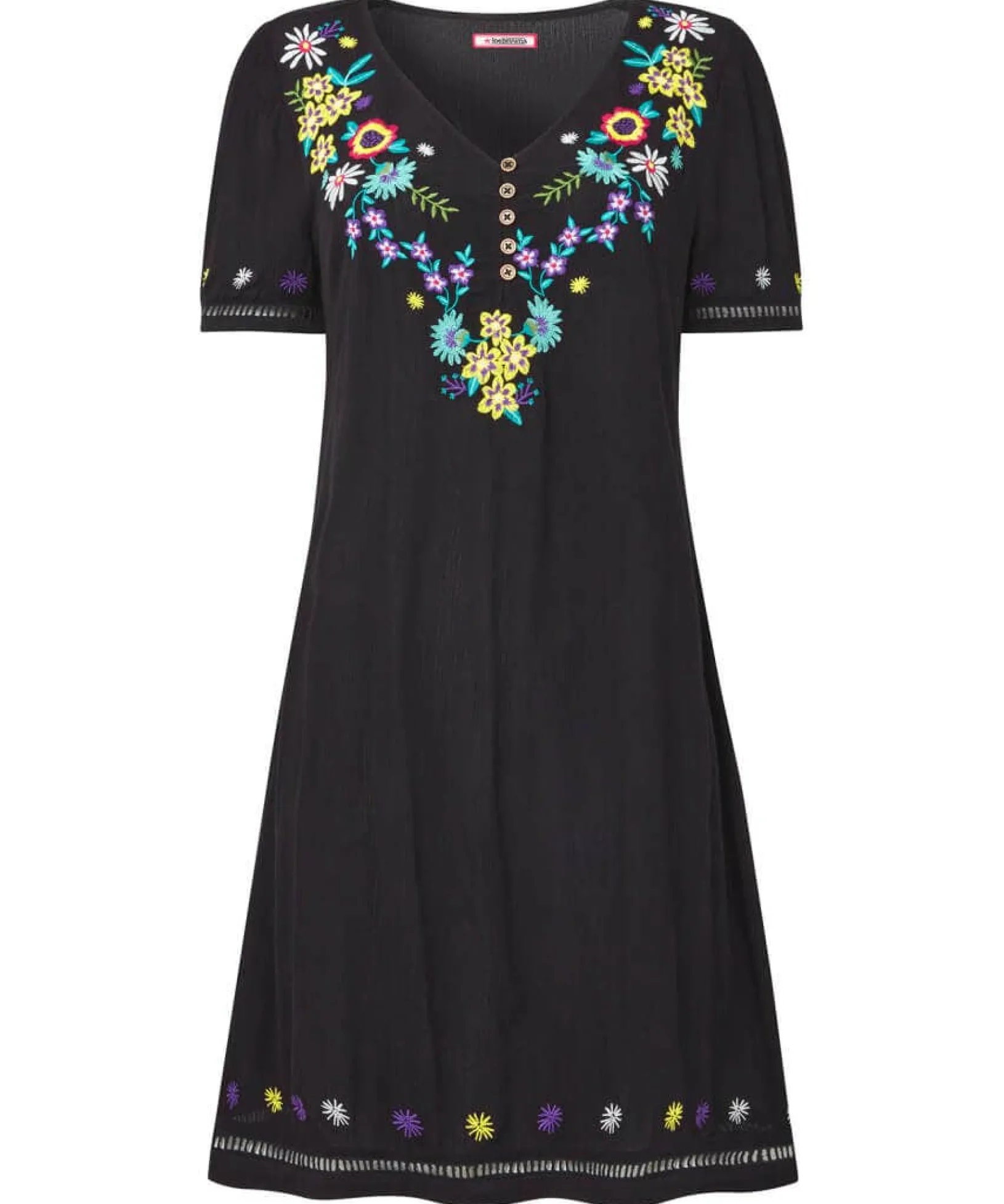 embroidered_flora_tunic_1.webp Sale Tops, Tunics & Blouses | Women's Joe Browns Embroidered Flora Tunic Black