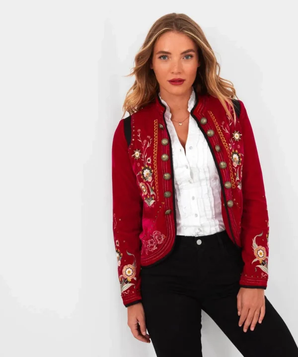 Shop Blazers | Sale Coats & Jacket | Women's | Women's Joe Browns Enchanting Embroide Jacket Red