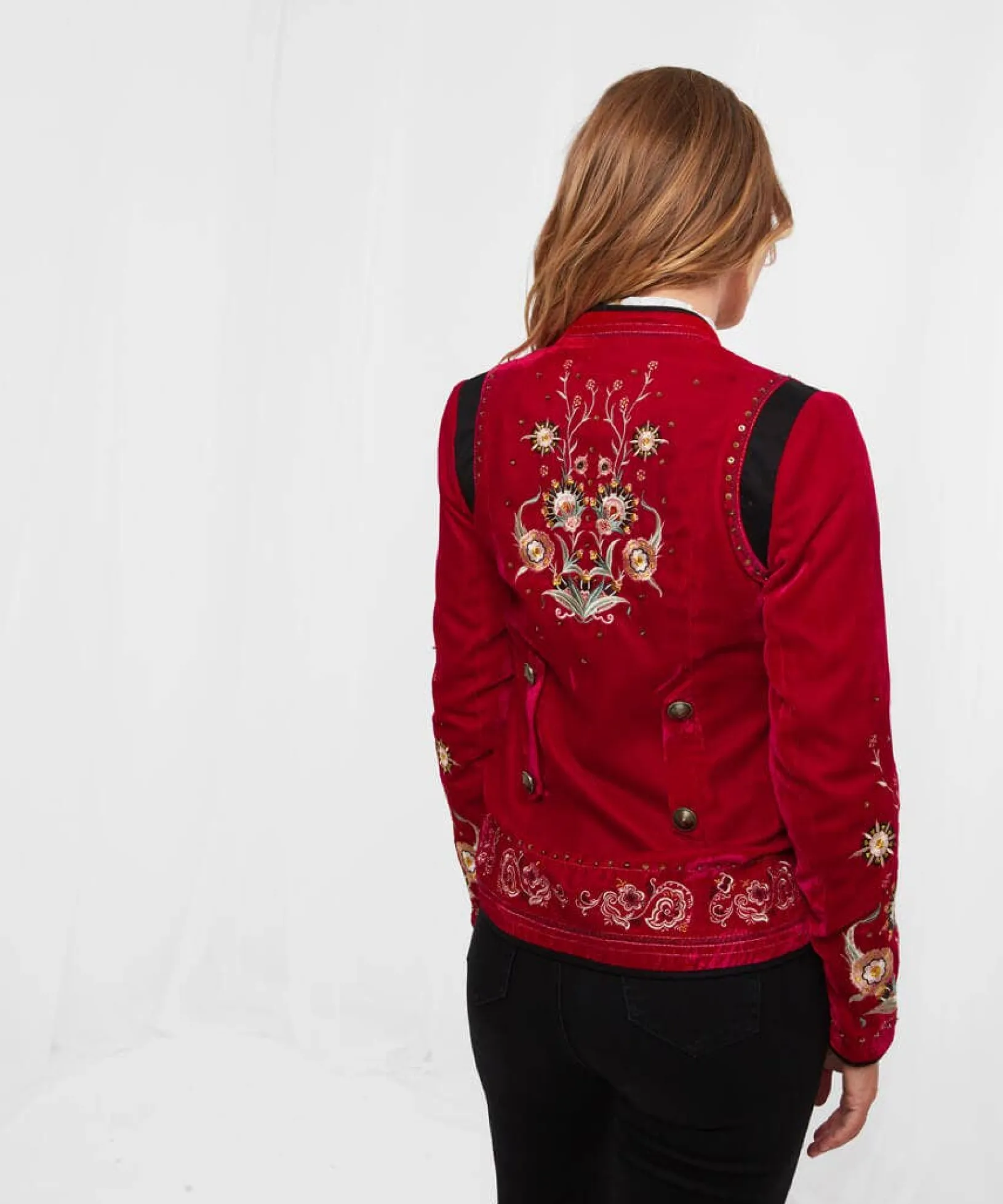 enchanting_embroidered_ja_3.webp Shop Blazers | Sale Coats & Jacket | Women's | Women's Joe Browns Enchanting Embroide Jacket Red