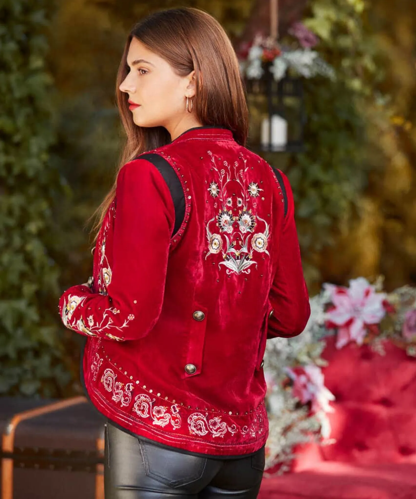 enchanting_embroidered_ja_6.webp Shop Blazers | Sale Coats & Jacket | Women's | Women's Joe Browns Enchanting Embroide Jacket Red