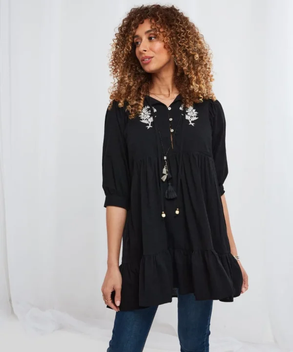 Sale Tops, Tunics & Blouses | Women's Joe Browns Erin Embroidered Tunic Black