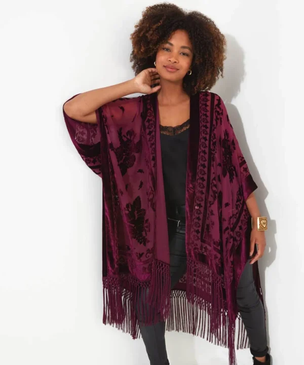 Occasion Outfits | Gifts | Cardigans & Coatigans | Accessories & Jewellery | Top Picks | Women's | Top Picks | Women's Joe Browns Evening Song Devore Kimono Wine