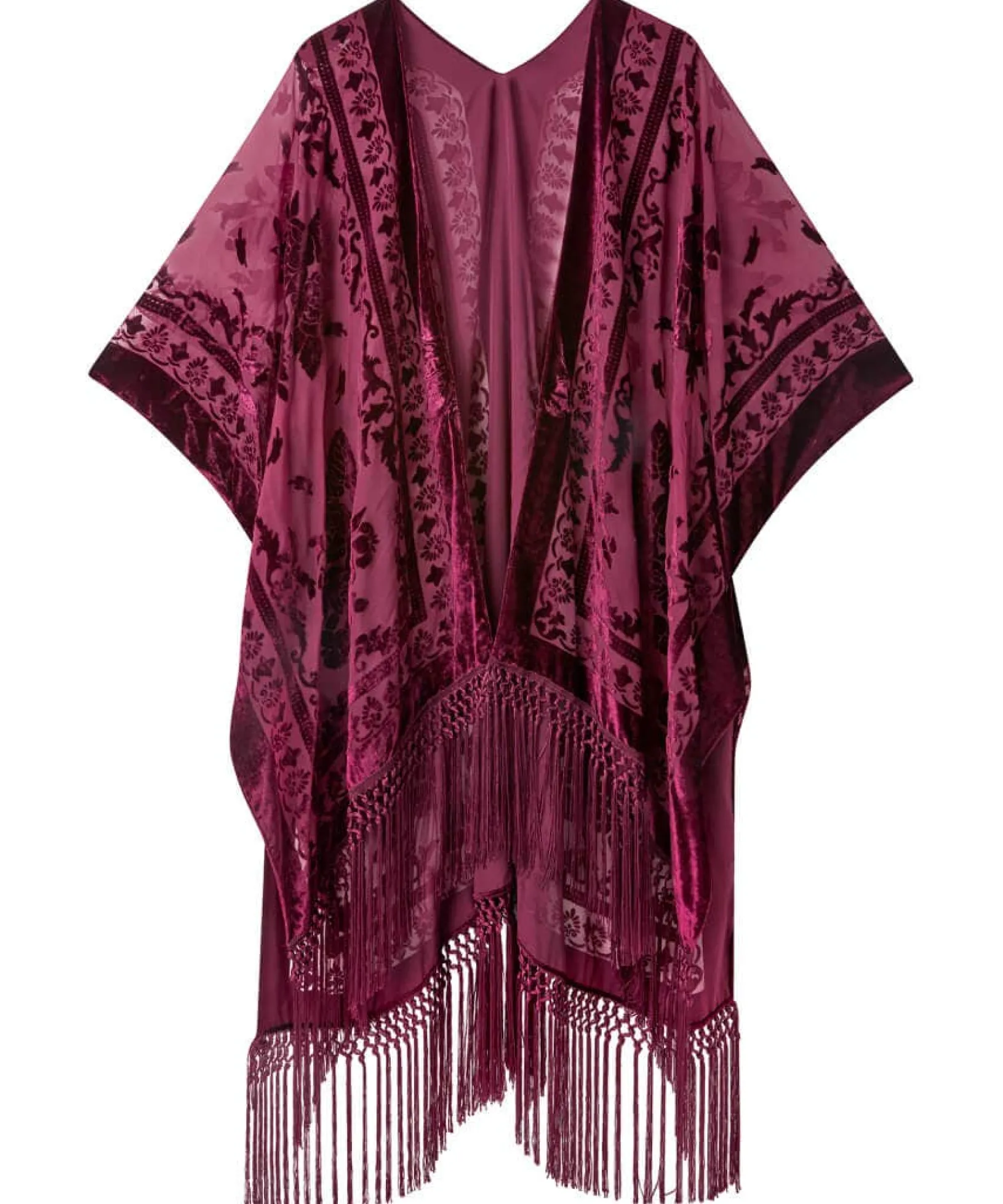 evening_song_devore_kimon_1.webp Occasion Outfits | Gifts | Cardigans & Coatigans | Accessories & Jewellery | Top Picks | Women's | Top Picks | Women's Joe Browns Evening Song Devore Kimono Wine
