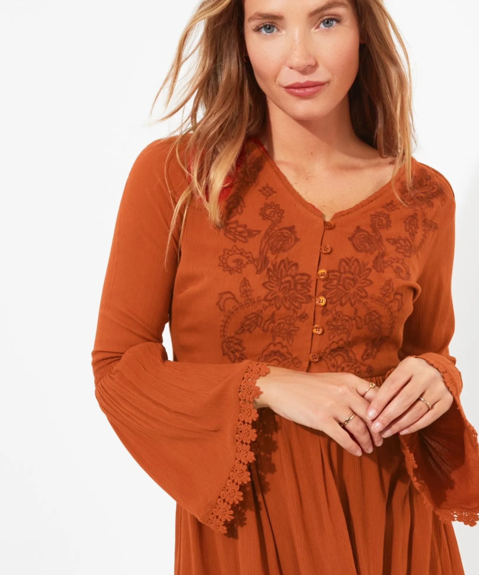 ever_so_pretty_embroidere_0.webp Shop Women's Collection | Tops, Tunics & Blouses | Sale Tops, Tunics & Blouses | Top Picks | Women's | Women's Joe Browns Ever So Pretty Embroidered Tunic Top Orange