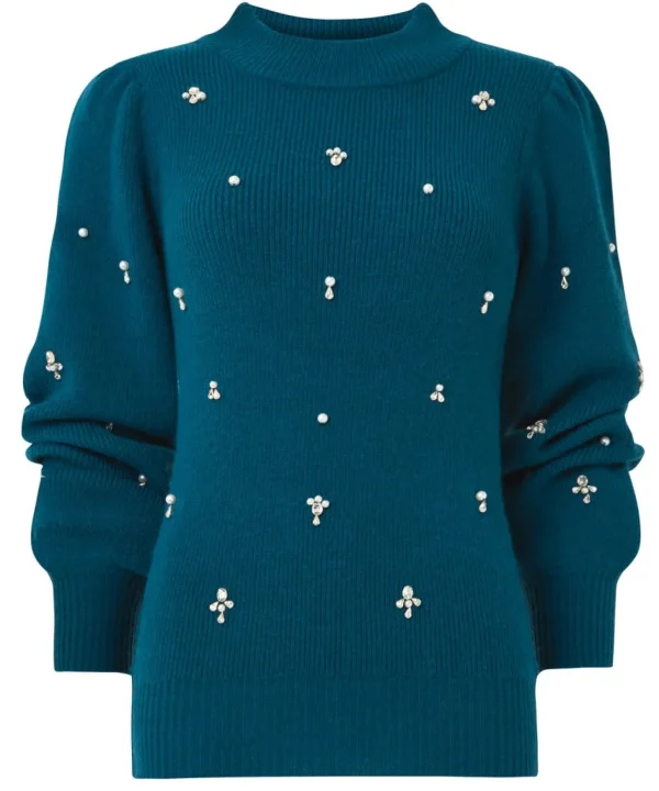 Shop Women's Collection | Occasion Outfits | Cardigans & Coatigans | Sale Knitwear & Jumpers | Top Picks | Top Picks | Top Picks | Women's Joe Browns Exquisite Embellished Jumper Teal