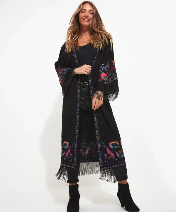 Tops, Tunics & Blouses | Sale Tops, Tunics & Blouses | Women's | Women's Joe Browns Exquisite Embroidered Kimono Black