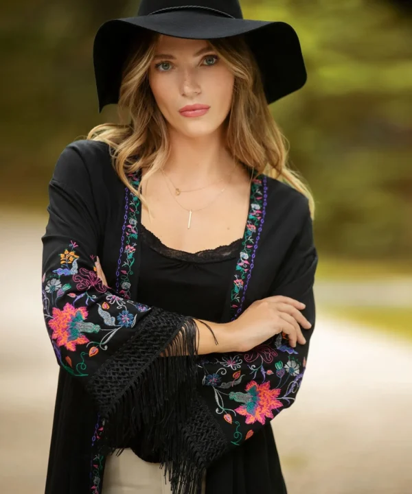 Tops, Tunics & Blouses | Sale Tops, Tunics & Blouses | Women's | Women's Joe Browns Exquisite Embroidered Kimono Black