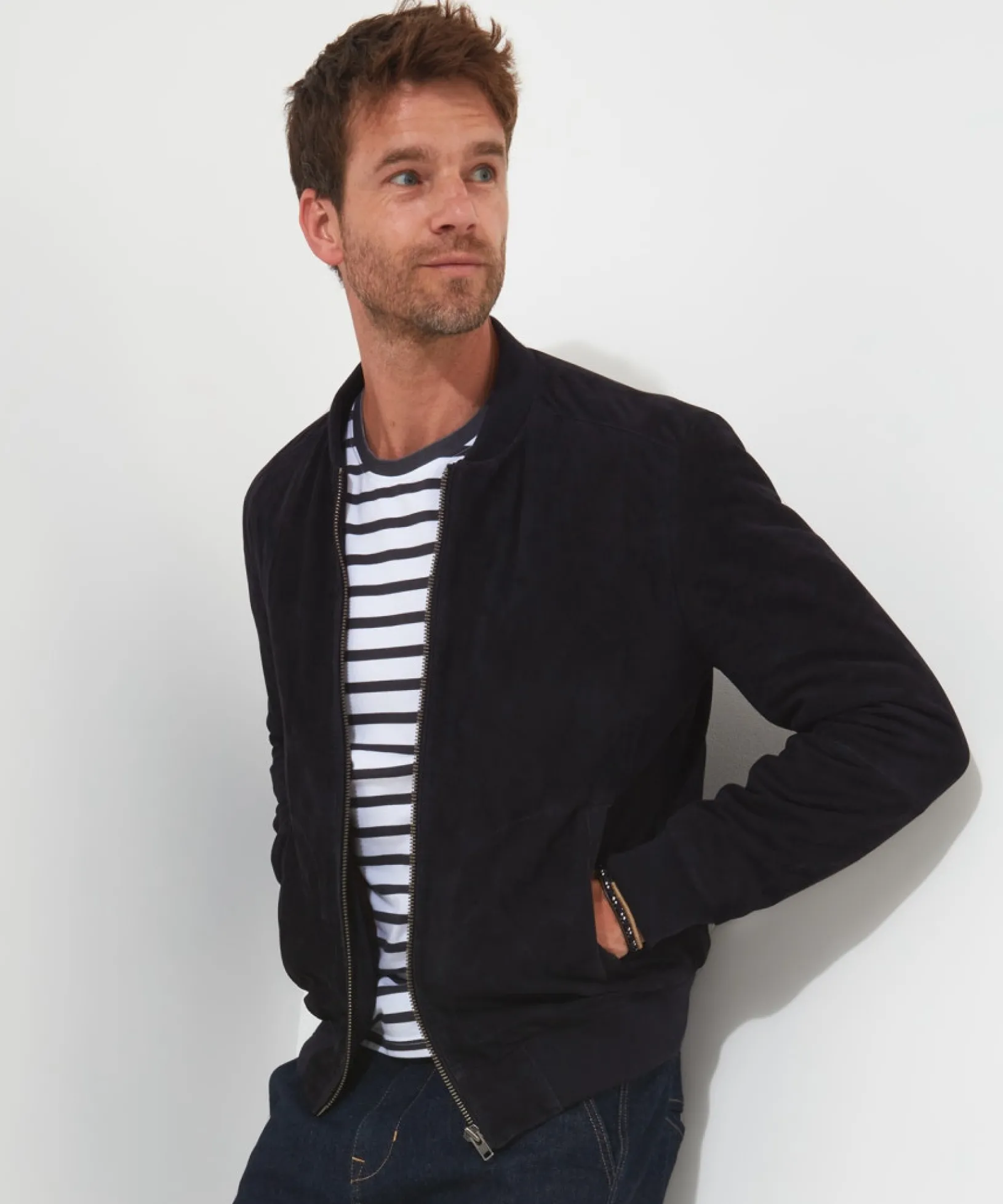 exquisite_premium_suede_b_0.webp Shop Men's Collection | Leather Jackets | Layering Essentials | Coats & Jackets | Top Picks | Men,s | Men,s | Men,s Joe Browns Exquisite Premium Suede Bomber Navy