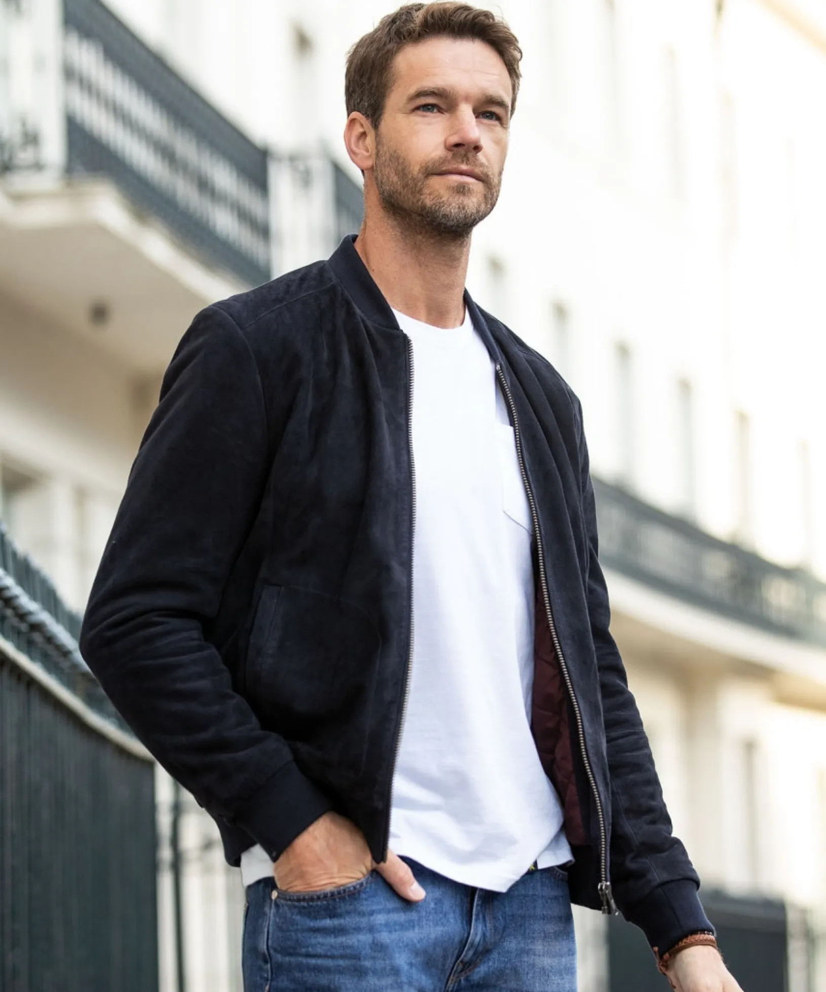 exquisite_premium_suede_b_2.webp Shop Men's Collection | Leather Jackets | Layering Essentials | Coats & Jackets | Top Picks | Men,s | Men,s | Men,s Joe Browns Exquisite Premium Suede Bomber Navy