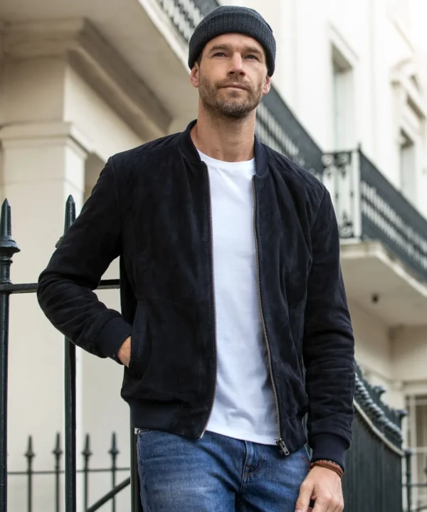 Shop Men's Collection | Leather Jackets | Layering Essentials | Coats & Jackets | Top Picks | Men,s | Men,s | Men,s Joe Browns Exquisite Premium Suede Bomber Navy