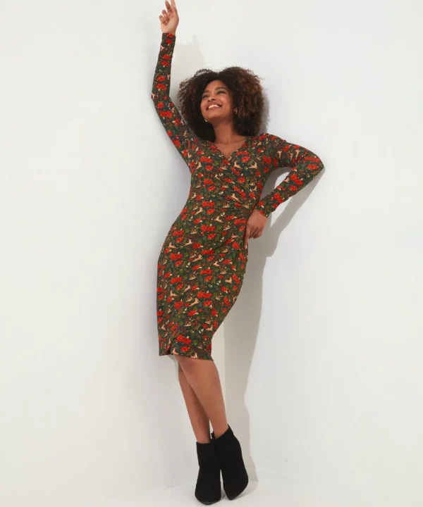 Party Dresses | Occasion Outfits | Dresses | Half Price Christmas Styles | Sale Dresses | Top Picks | Top Picks | Women's | Women's | Women's Joe Browns Fabulously Festive Wrap Dress Green